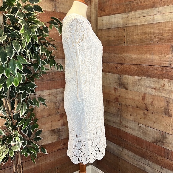 DVF Lace White Partially Lined Button Front Silk Blend Midi Dress - Picture 5 of 12